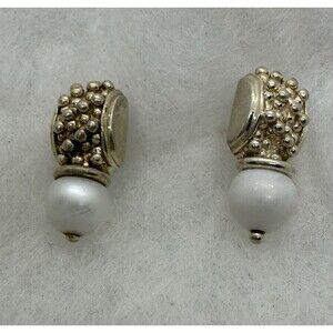 Michael Dawkins Pearl Textured Sterling Silver Earring 925 14K Thailand